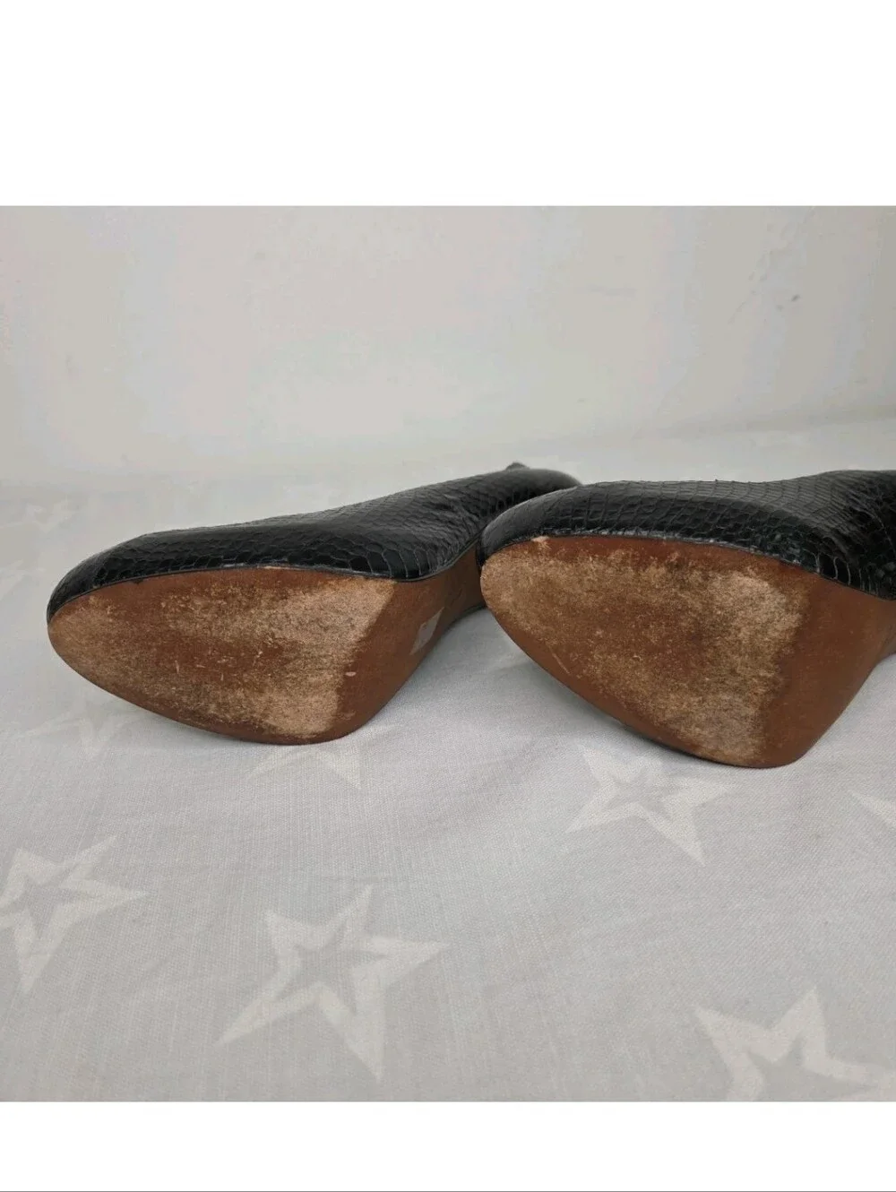 COACH Kristina Q3013 Black Snake Embossed Leather Platform Stiletto Pumps 9B